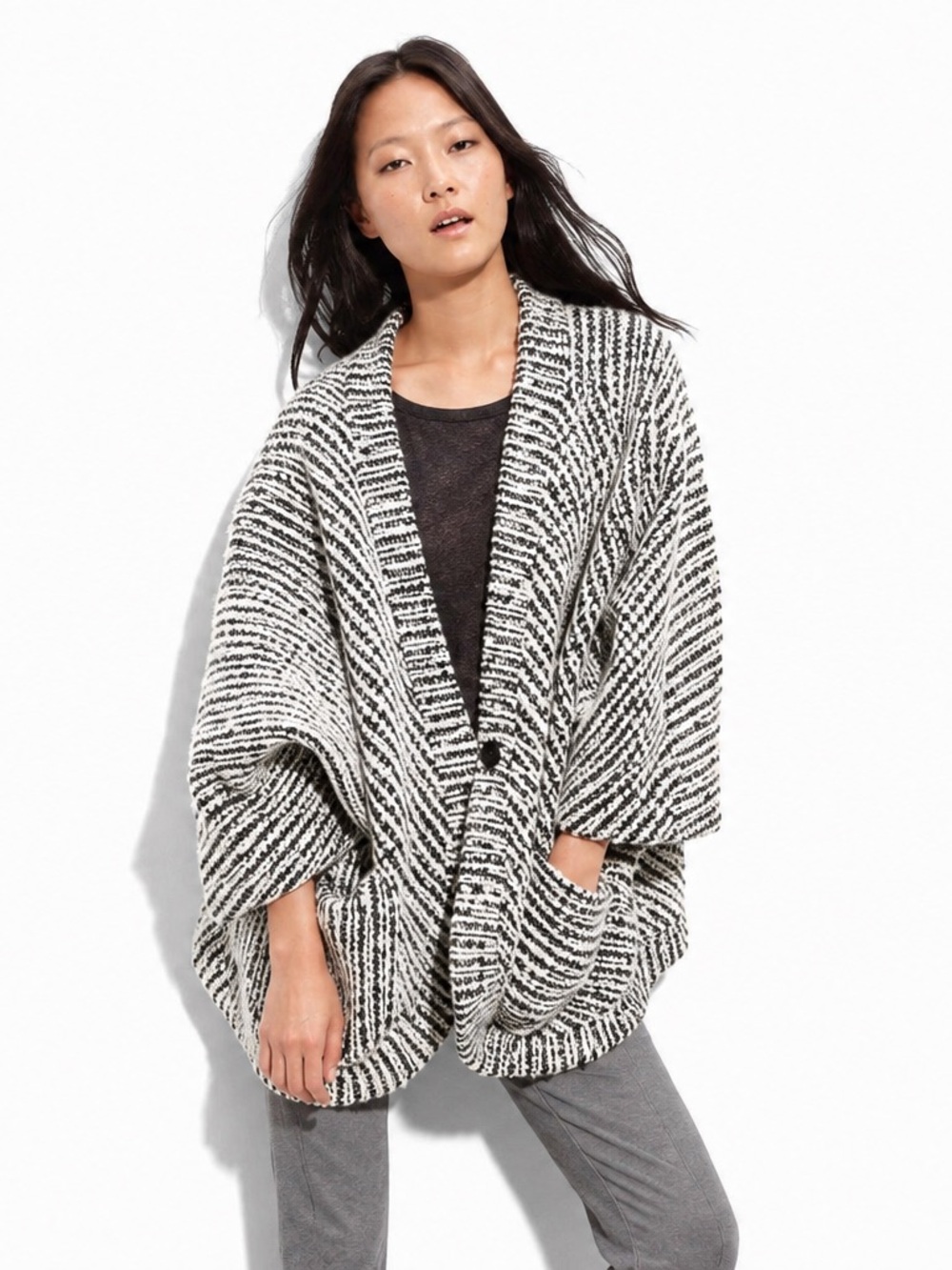 NWOT Patterson J Kincaid Wool Cocoon Oversized Sweater Jacket Cardigan Size XS S